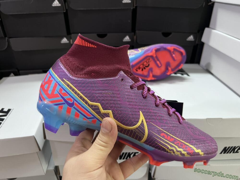 Nike Air Zoom Mercurial Superfly 9 Elite FG High-Tops Football Boots - Purple/Blue/Gold