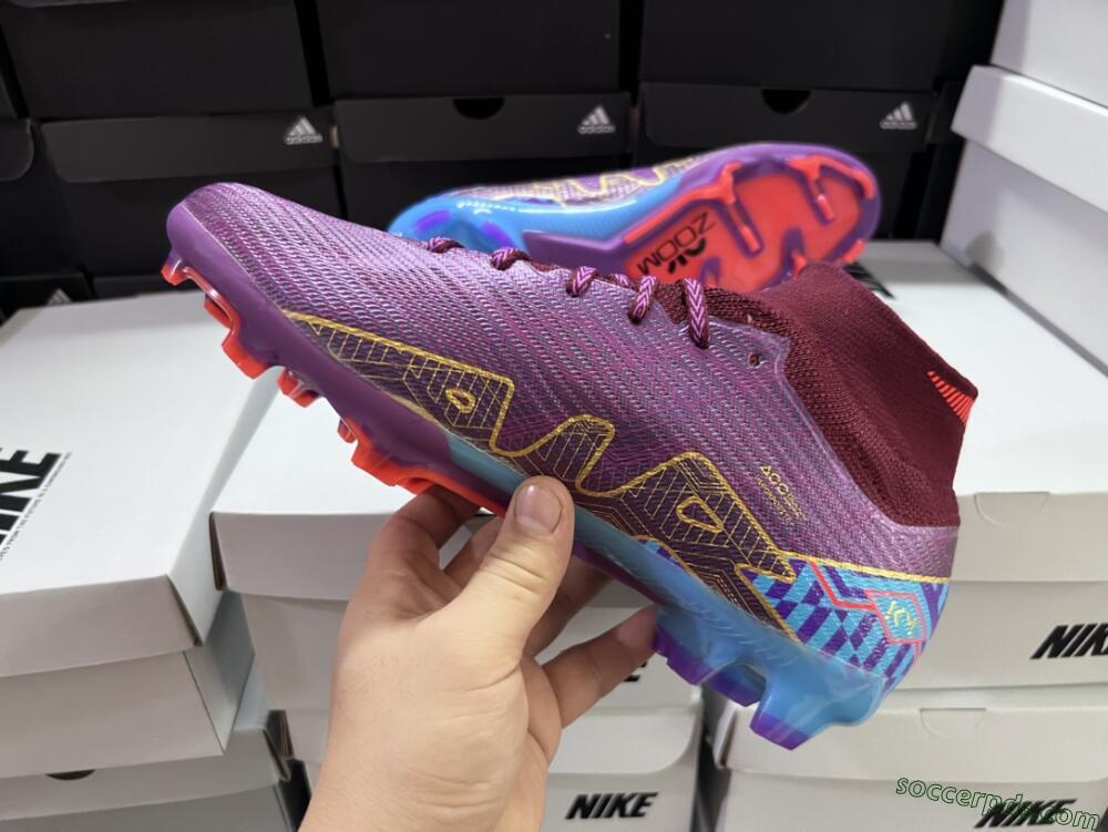 Nike Air Zoom Mercurial Superfly 9 Elite FG High-Tops Football Boots - Purple/Blue/Gold