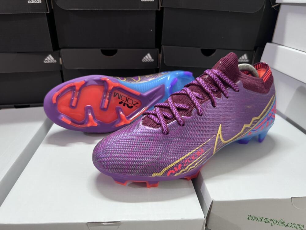 Nike Air Zoom Mercurial Vapor 15 Elite FG Low-Tops Football Boots - Purple/Blue/Gold