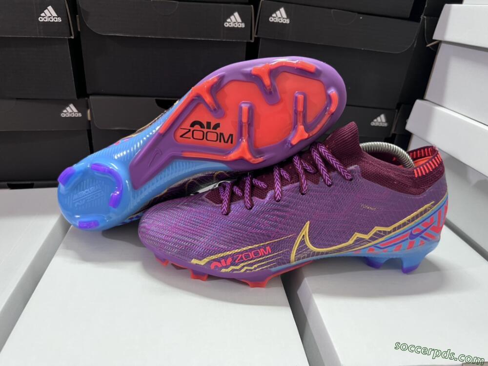 Nike Air Zoom Mercurial Vapor 15 Elite FG Low-Tops Football Boots - Purple/Blue/Gold