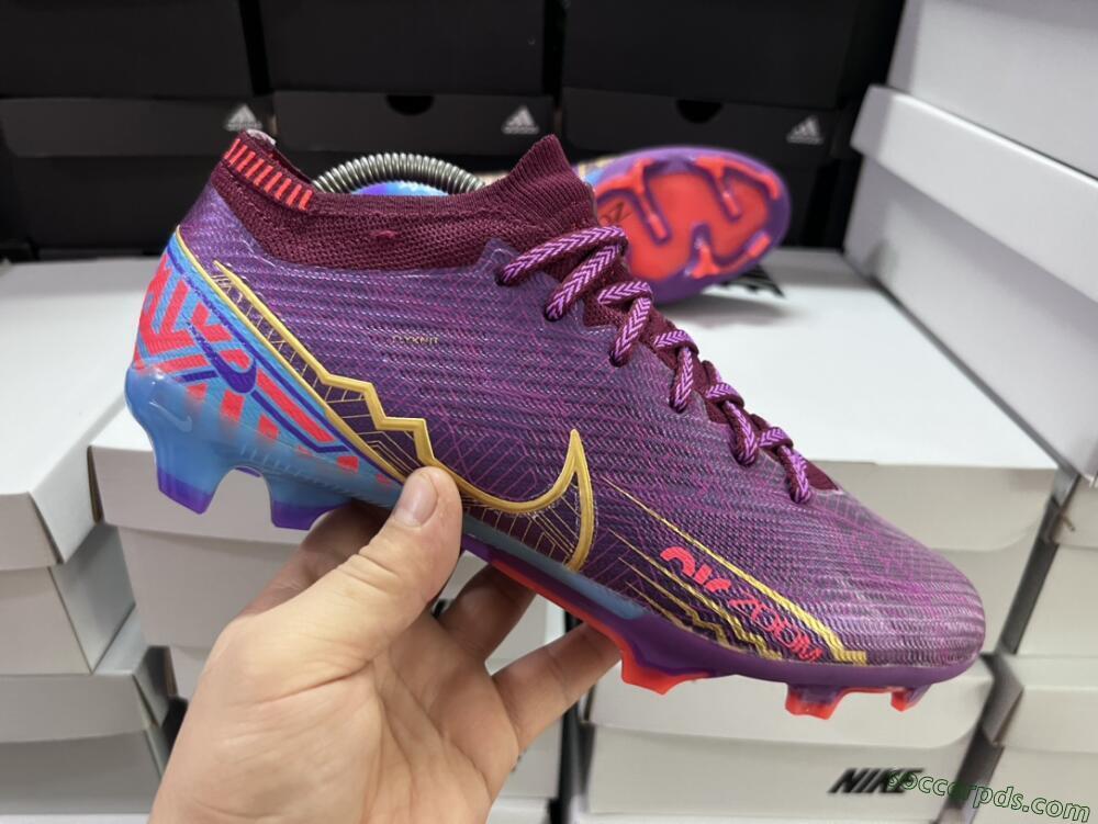 Nike Air Zoom Mercurial Vapor 15 Elite FG Low-Tops Football Boots - Purple/Blue/Gold