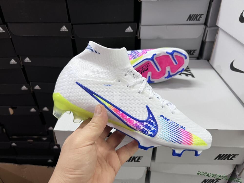 Nike Air Zoom Mercurial Superfly 9 Elite FG High-Tops Football Boots - White/Pink/Blue