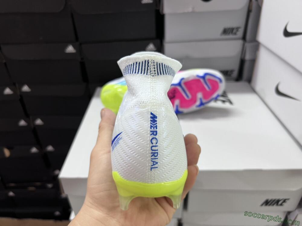 Nike Air Zoom Mercurial Superfly 9 Elite FG High-Tops Football Boots - White/Pink/Blue