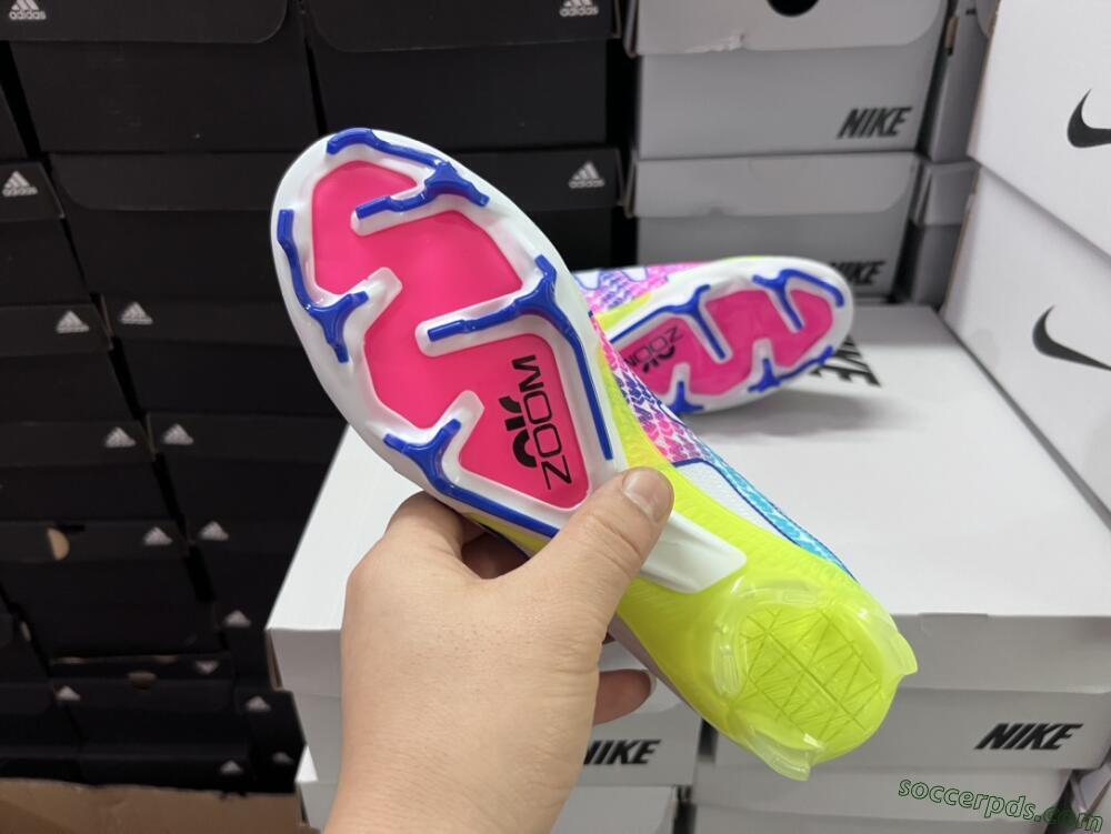 Nike Air Zoom Mercurial Superfly 9 Elite FG High-Tops Football Boots - White/Pink/Blue