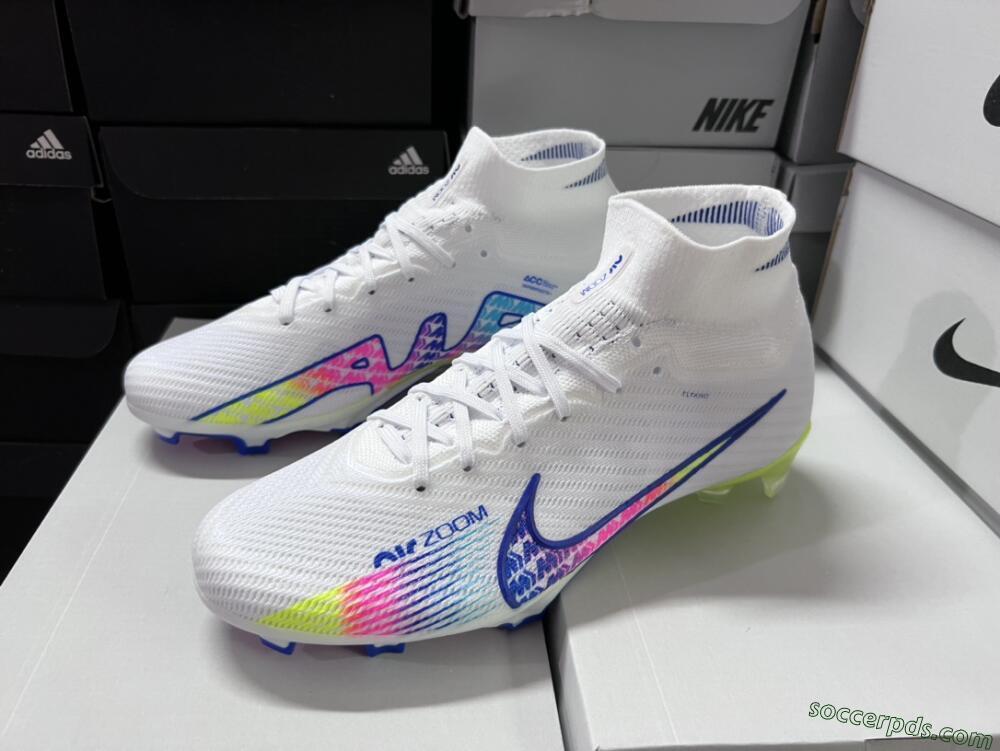 Nike Air Zoom Mercurial Superfly 9 Elite FG High-Tops Football Boots - White/Pink/Blue