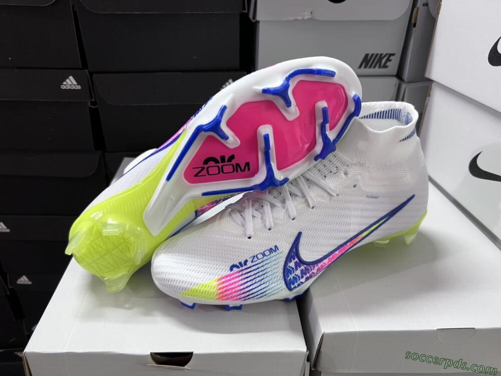 Nike Air Zoom Mercurial Superfly 9 Elite FG High-Tops Football Boots - White/Pink/Blue