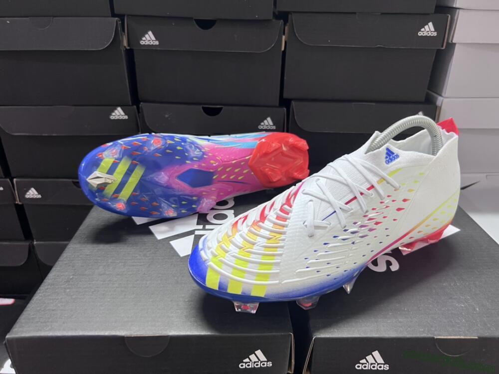 Adidas Predator FIFA World Cup Qatar 2022 Edge+ FG Low-Tops Football Boots - White/Red/Blue