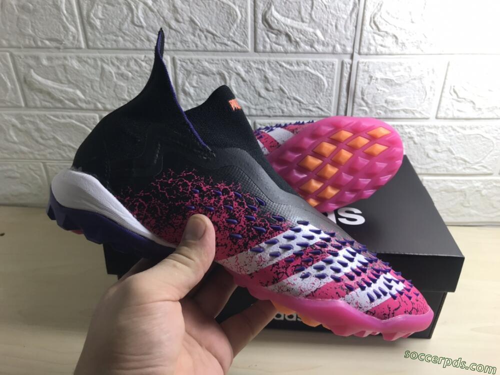 Adidas Predator Freak+ TF High-Tops Football Shoes - Black/Purple/Pink