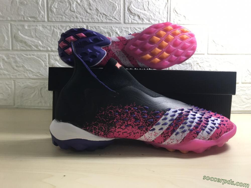 Adidas Predator Freak+ TF High-Tops Football Shoes - Black/Purple/Pink