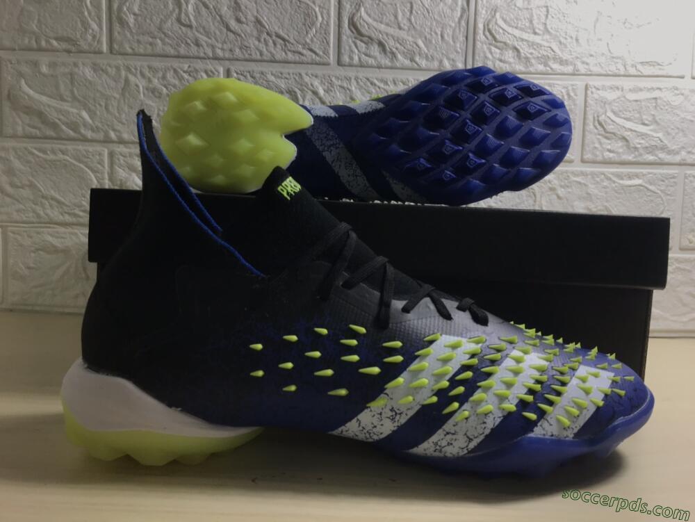 Adidas Predator Freak+ TF High-Tops Football Shoes - Black/Blue/Green