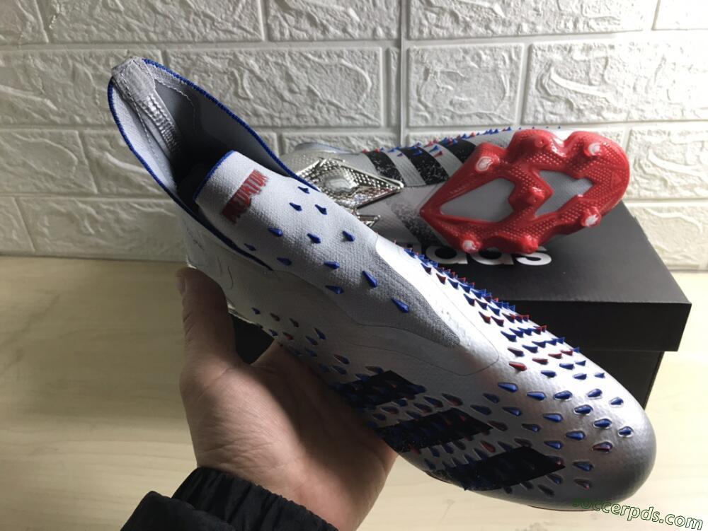 Adidas Predator Freak+ FG High-Tops Football Boots - Silver/Black/Blue/Red