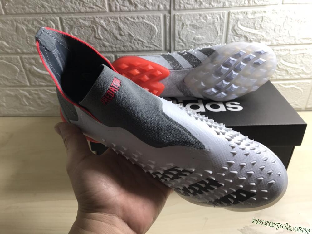 Adidas Predator Freak+ TF High-Tops Football Shoes - White/Grey/Red