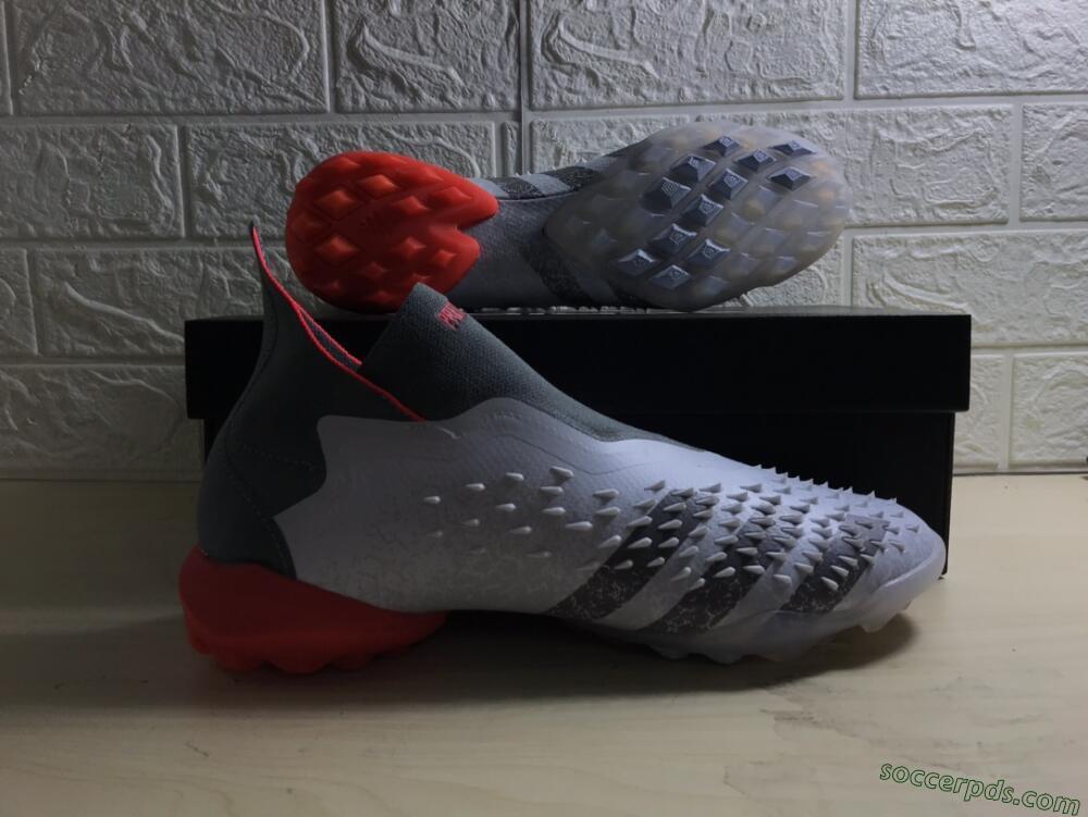 Adidas Predator Freak+ TF High-Tops Football Shoes - White/Grey/Red