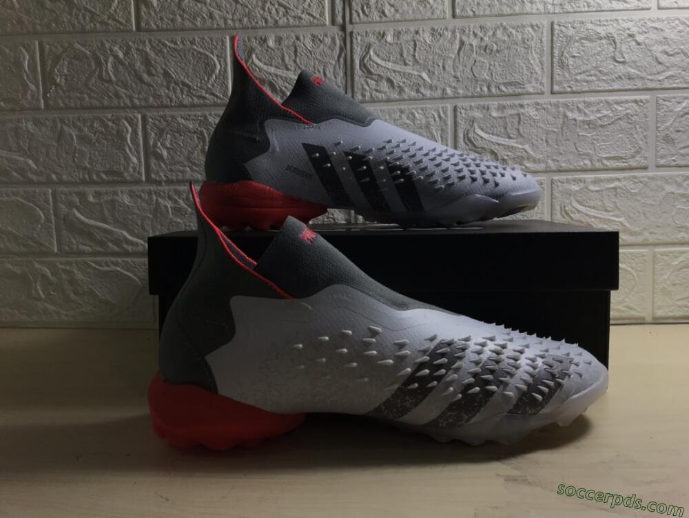 Adidas Predator Freak+ TF High-Tops Football Shoes - White/Grey/Red