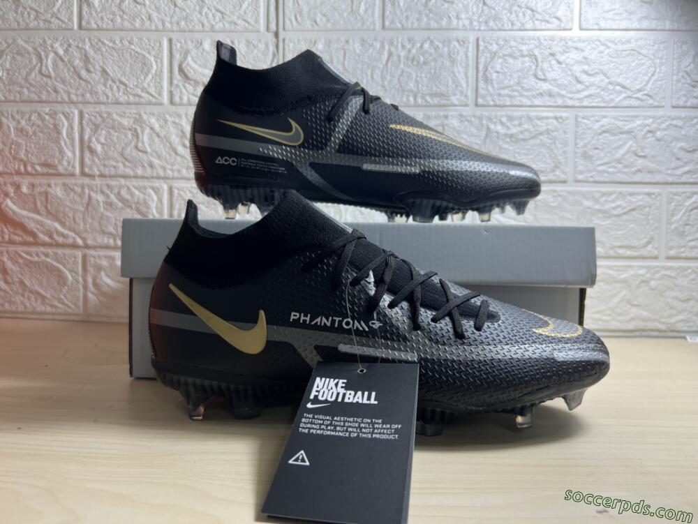 Nike Phantom GT 2 DF FG High-Tops Football Boots - Black/Silver/Gold