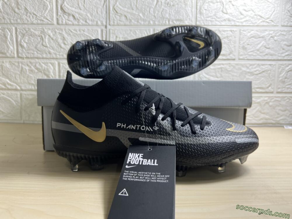 Nike Phantom GT 2 DF FG High-Tops Football Boots - Black/Silver/Gold