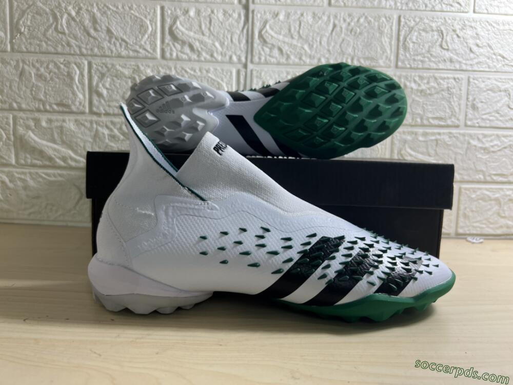 Adidas Predator Freak+ TF High-Tops Football Shoes - White/Green/Black