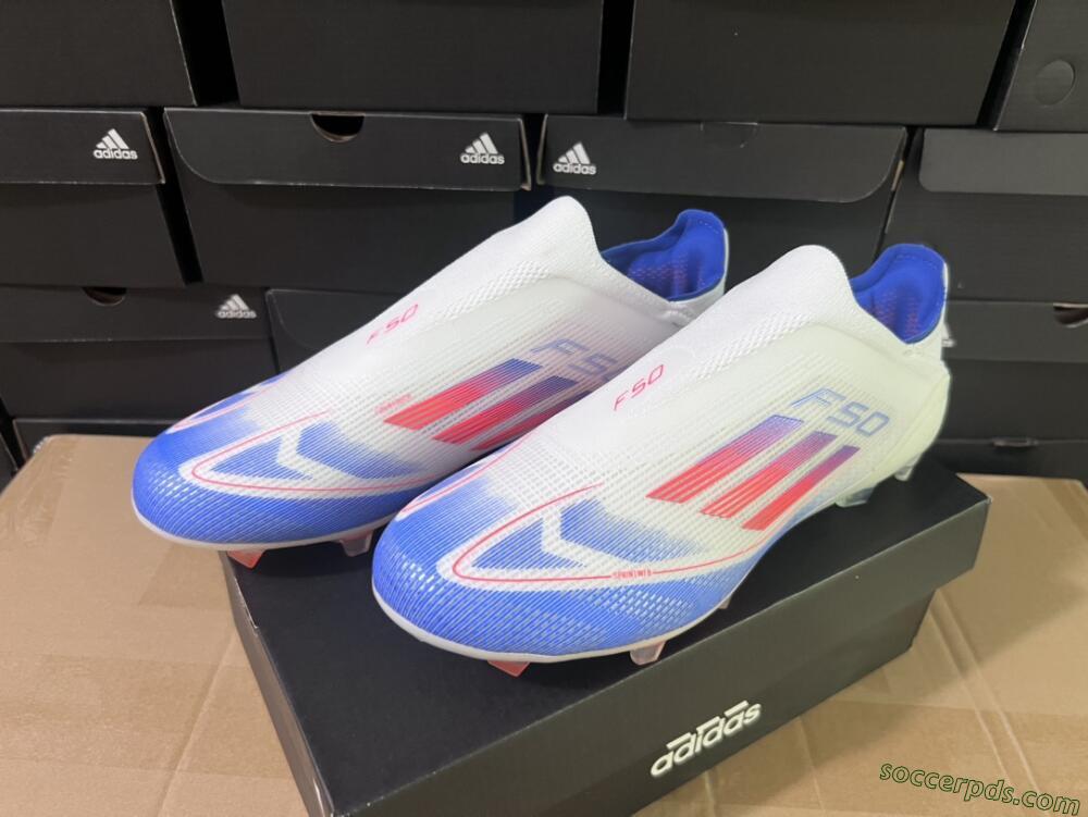 Adidas F50 Adizero FG Low-Tops Football Boots - White/Blue/Orange