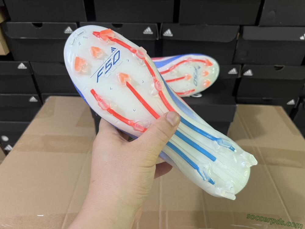 Adidas F50 Adizero FG Low-Tops Football Boots - White/Blue/Orange