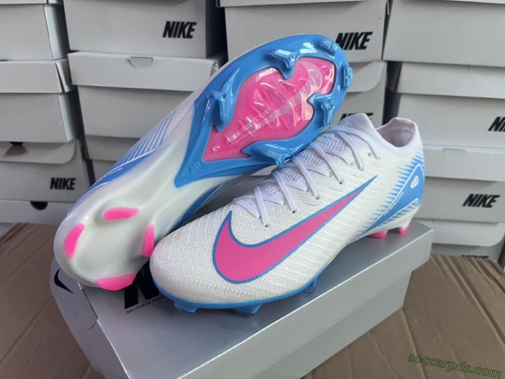 Nike Air Zoom Mercurial Vapor 16 Elite FG Low-Tops Football Boots - White/Pink/Blue