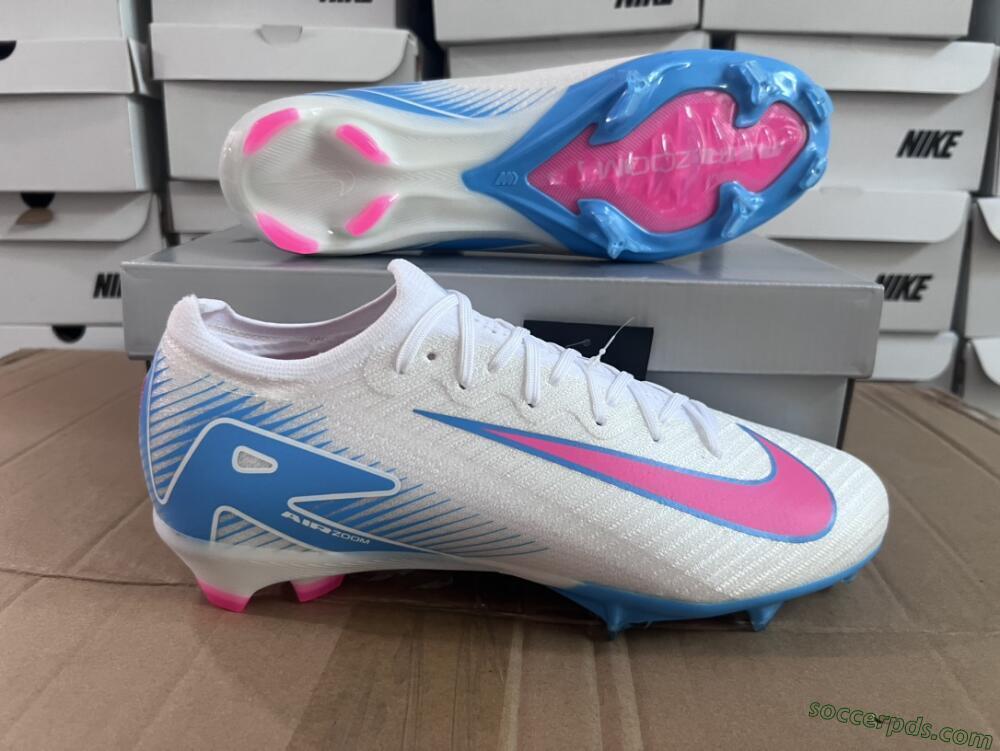 Nike Air Zoom Mercurial Vapor 16 Elite FG Low-Tops Football Boots - White/Pink/Blue