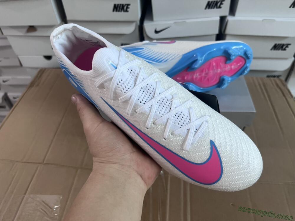 Nike Air Zoom Mercurial Vapor 16 Elite FG Low-Tops Football Boots - White/Pink/Blue