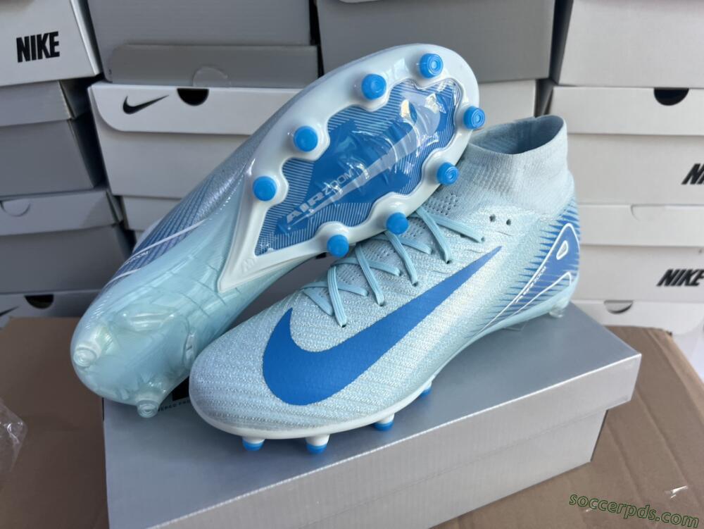 Nike Air Zoom Mercurial Superfly 10 Elite AG High-Tops Football Boots - Jade/Beige/Blue