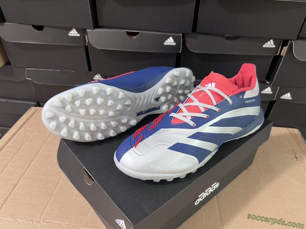 Adidas Predator 24 Elite TF Low-Tops Football Shoes - Silver/Blue/Red