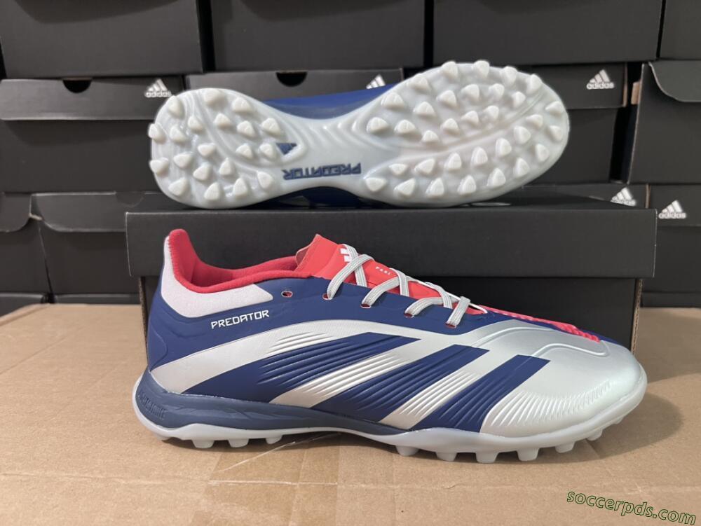 Adidas Predator 24 Elite TF Low-Tops Football Shoes - Silver/Blue/Red