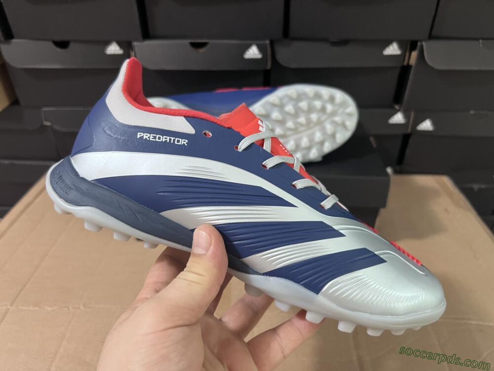 Adidas Predator 24 Elite TF Low-Tops Football Shoes - Silver/Blue/Red
