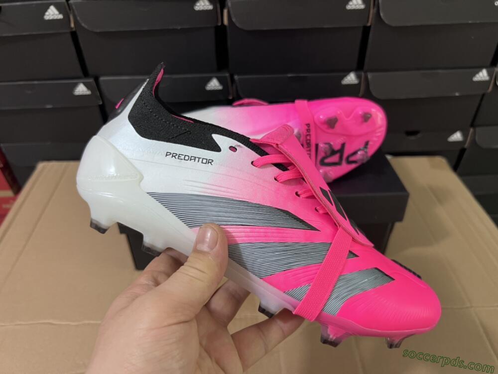 Adidas Predator Elite Foldover Tongue FG Low-Tops Football Boots - Pink/Grey/White