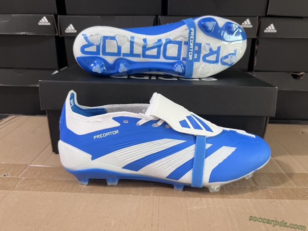 Adidas Predator Elite Foldover Tongue FG Low-Tops Football Boots - Blue/white/Beige