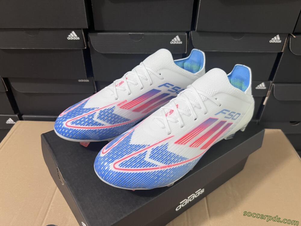 Adidas F50 Adizero FG Low-Tops Football Boots - White/Blue/Pink
