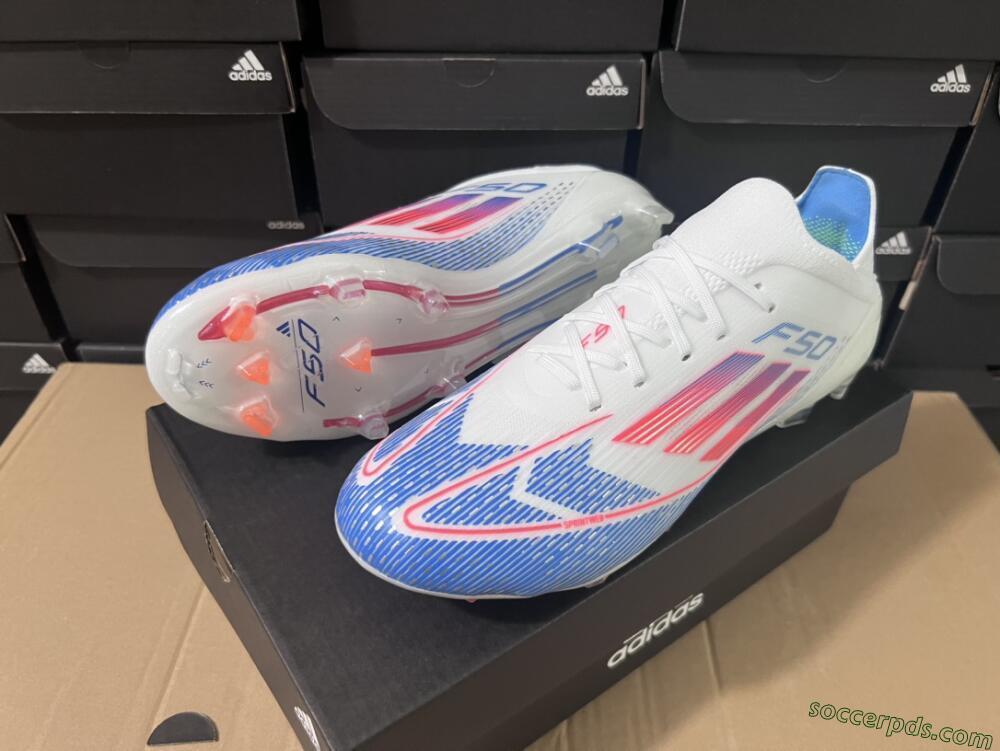 Adidas F50 Adizero FG Low-Tops Football Boots - White/Blue/Pink
