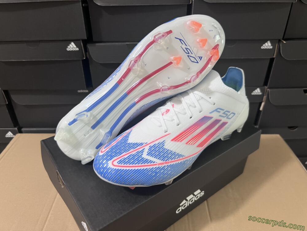 Adidas F50 Adizero FG Low-Tops Football Boots - White/Blue/Pink