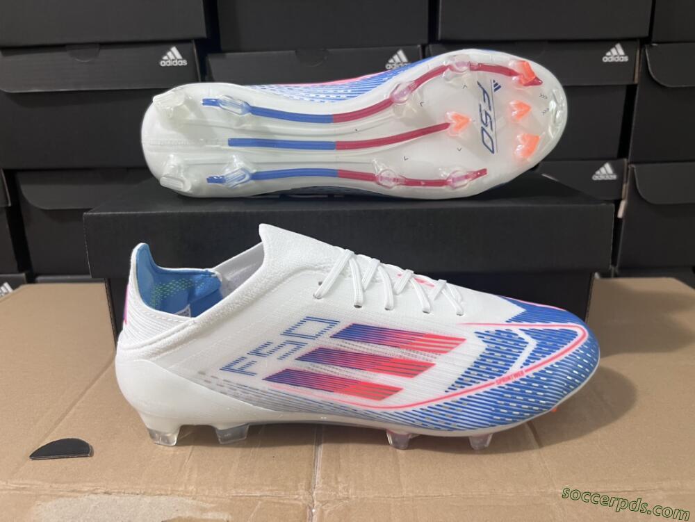 Adidas F50 Adizero FG Low-Tops Football Boots - White/Blue/Pink