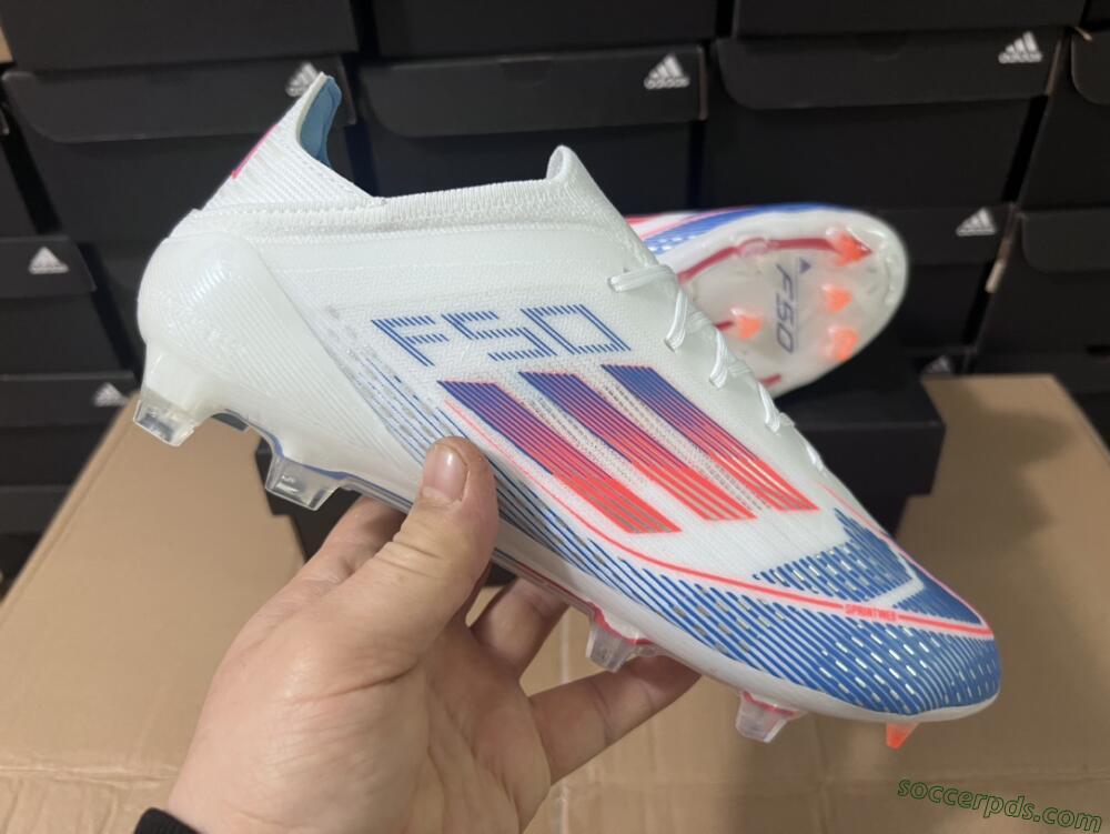 Adidas F50 Adizero FG Low-Tops Football Boots - White/Blue/Pink