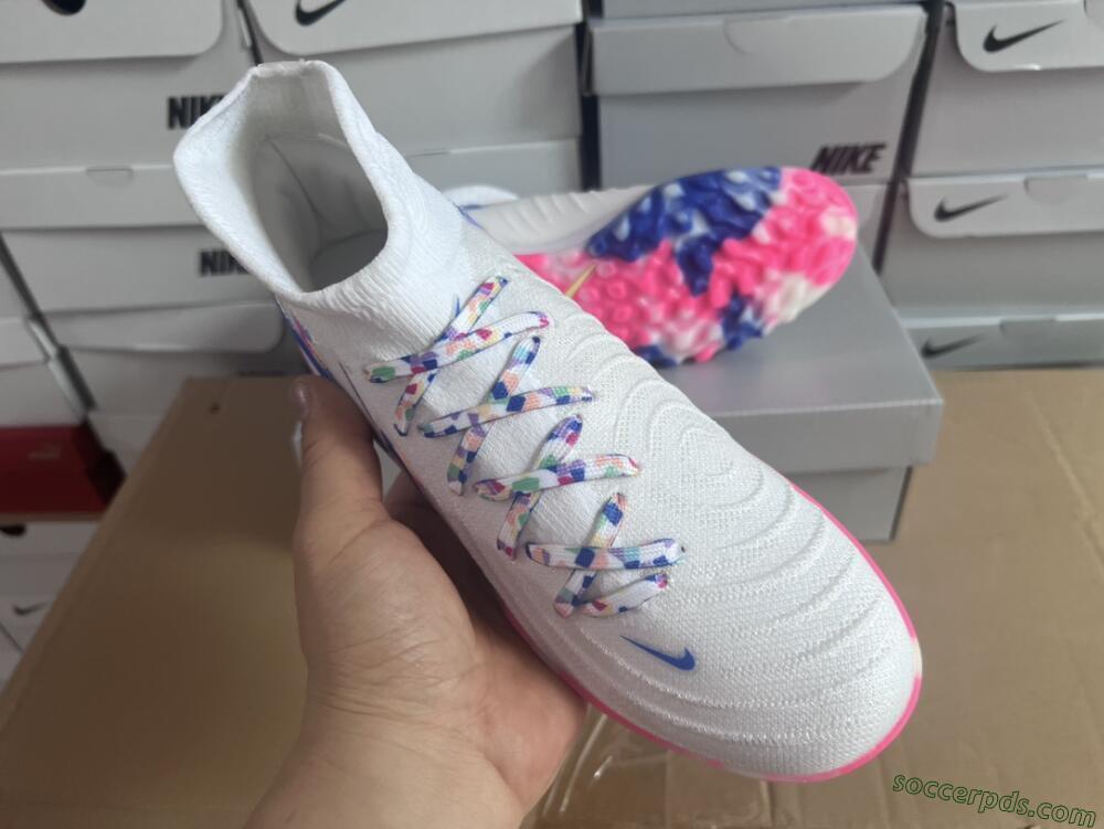 Nike Phantom Luna 2 Elite TF High-Tops Football Shoes - White/Pink/Blue
