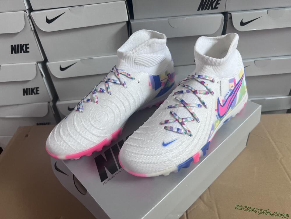 Nike Phantom Luna 2 Elite TF High-Tops Football Shoes - White/Pink/Blue