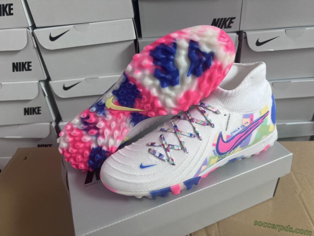 Nike Phantom Luna 2 Elite TF High-Tops Football Shoes - White/Pink/Blue