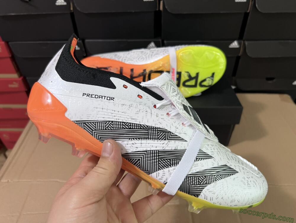 Adidas Predator Elite Foldover Tongue FG Low-Tops Football Boots - White/Black/Orange