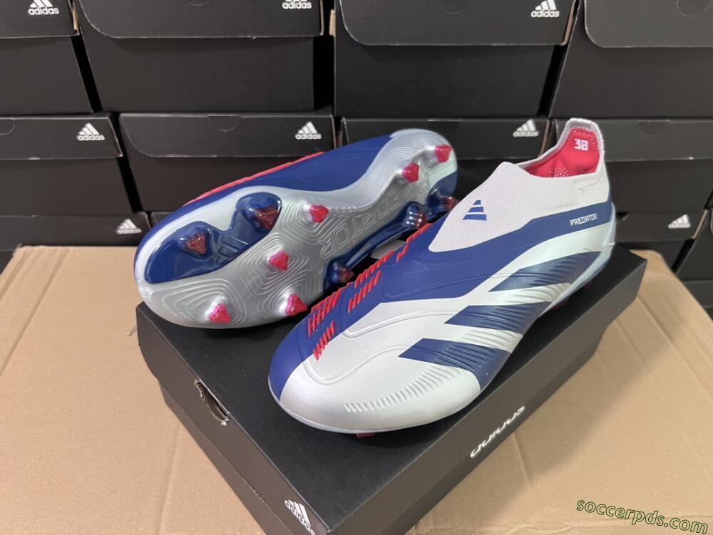 Adidas Predator Accuracy+ Laceless FG Low-Tops Football Boots - Silver/Blue/Red