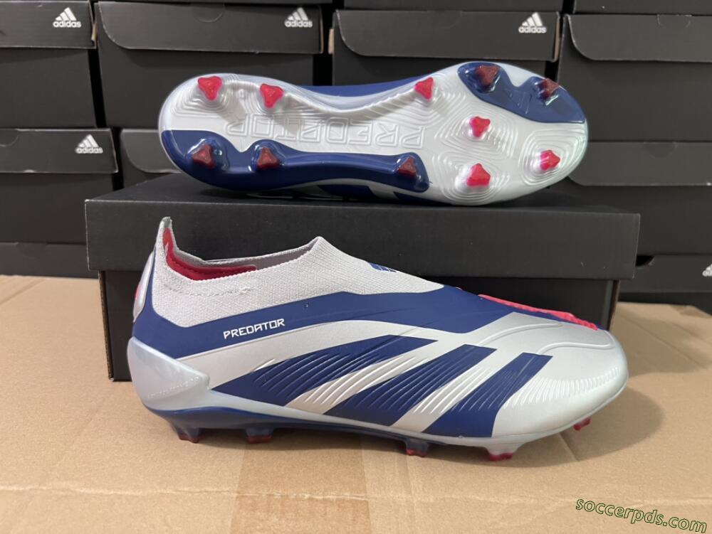 Adidas Predator Accuracy+ Laceless FG Low-Tops Football Boots - Silver/Blue/Red