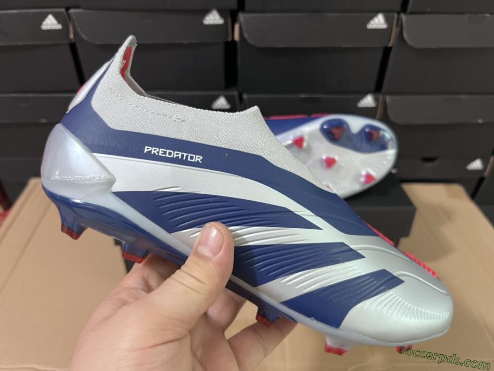 Adidas Predator Accuracy+ Laceless FG Low-Tops Football Boots - Silver/Blue/Red