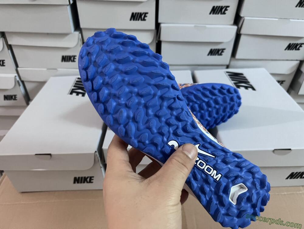 Nike Air Zoom Mercurial Vapor 15 Pro TF Low-Tops Football Shoes - White/Blue/Gold