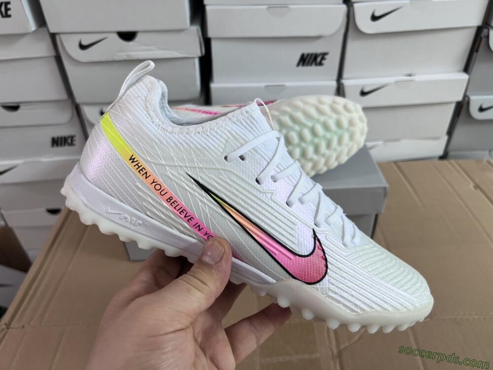 Nike Air Zoom Mercurial Vapor 15 Elite TF Low-Tops Football Shoes - White/Black/Pink