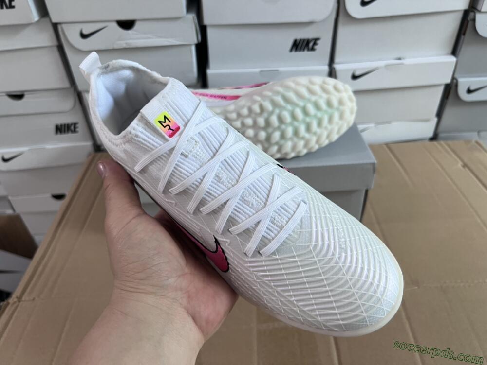 Nike Air Zoom Mercurial Vapor 15 Elite TF Low-Tops Football Shoes - White/Black/Pink