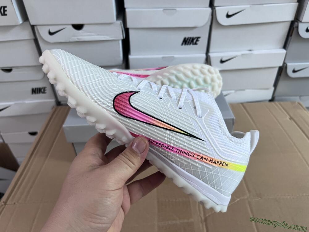 Nike Air Zoom Mercurial Vapor 15 Elite TF Low-Tops Football Shoes - White/Black/Pink