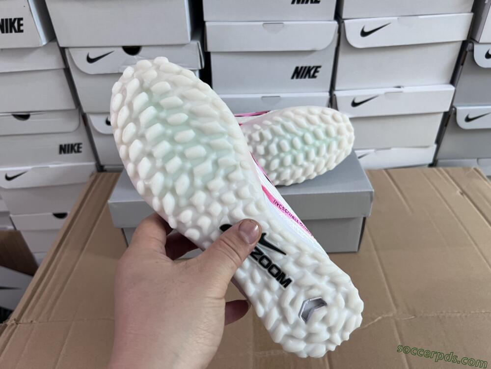 Nike Air Zoom Mercurial Vapor 15 Elite TF Low-Tops Football Shoes - White/Black/Pink