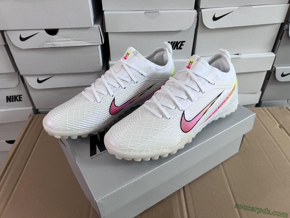 Nike Air Zoom Mercurial Vapor 15 Elite TF Low-Tops Football Shoes - White/Black/Pink